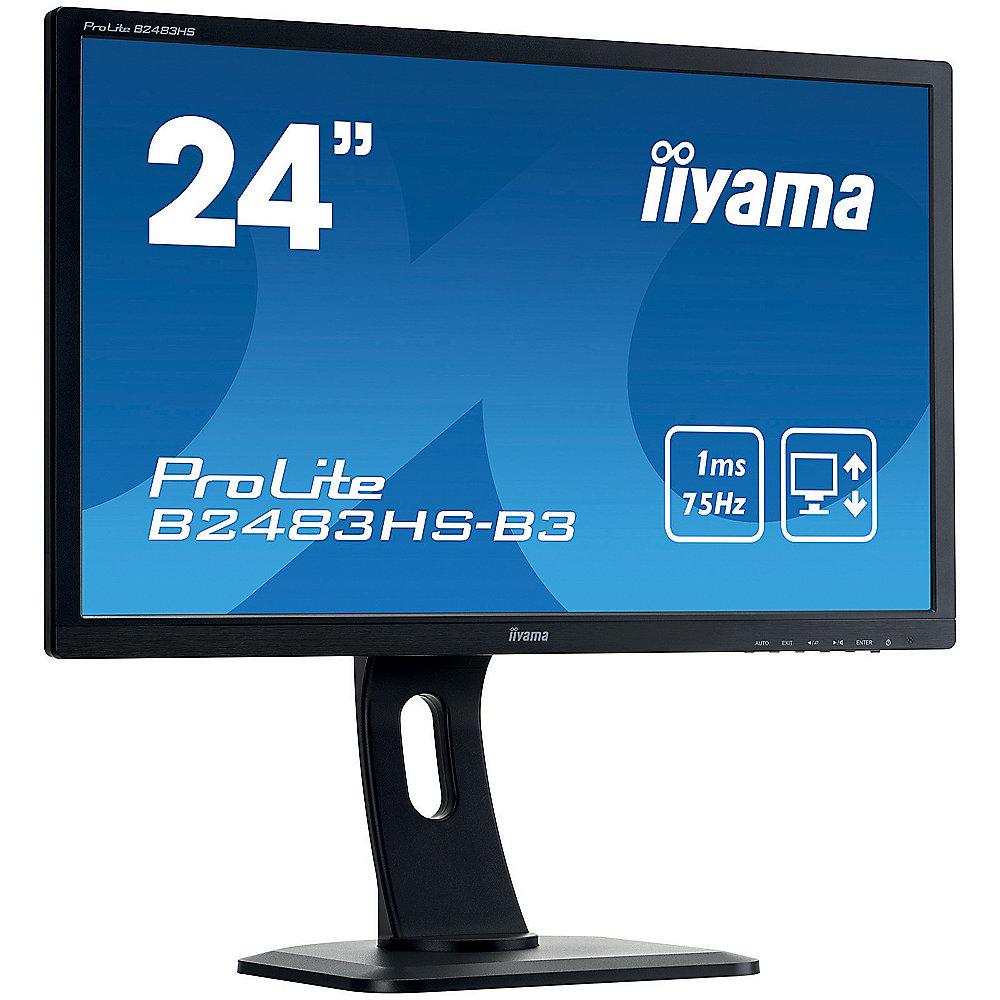 iiyama ProLite B2483HS-B3 61cm (24") Full-HD VGA/DP/HDMI 1ms 5Mio:1 Pivot HV