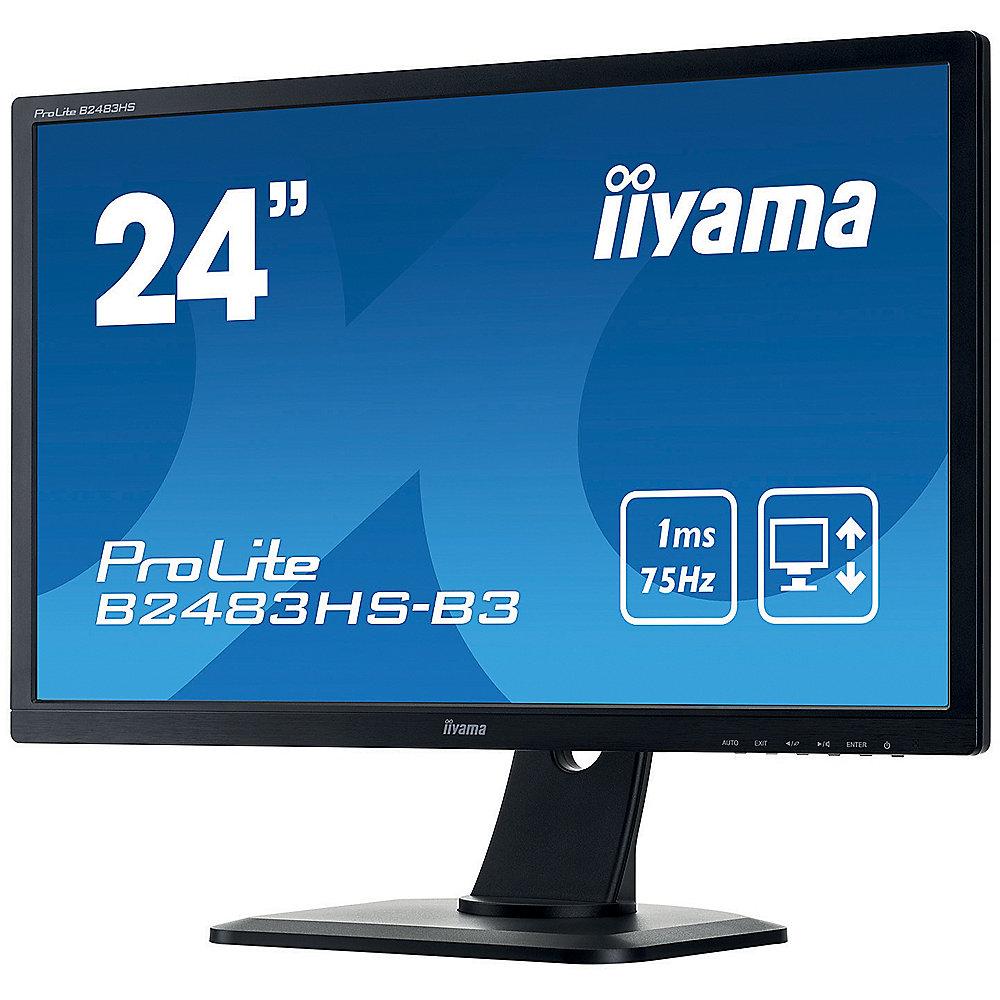 iiyama ProLite B2483HS-B3 61cm (24") Full-HD VGA/DP/HDMI 1ms 5Mio:1 Pivot HV