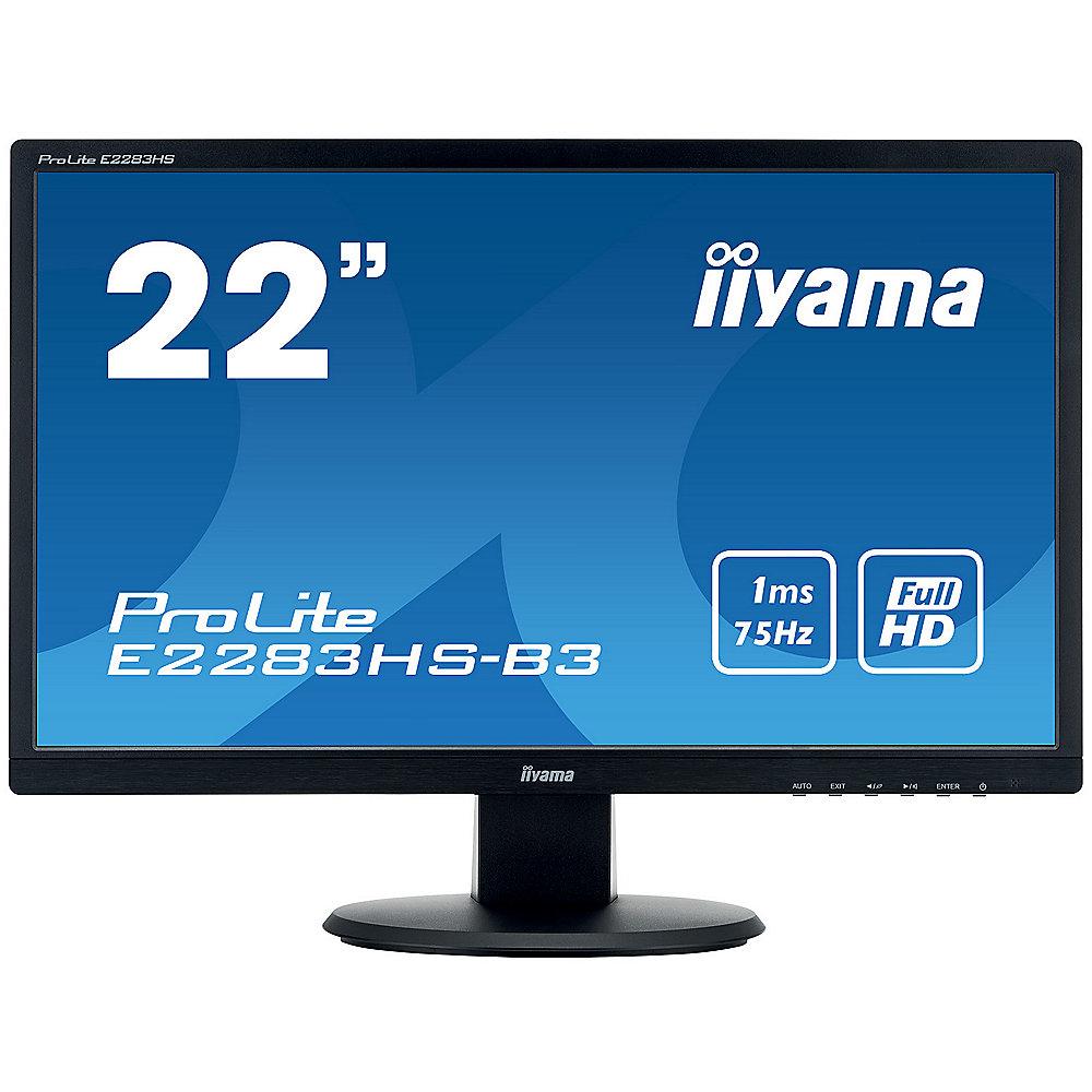 iiyama ProLite E2283HS-B3 54,6cm (21,5") 16:9 FullHD VGA/DP/HDMI 1ms 80Mio:1 LS