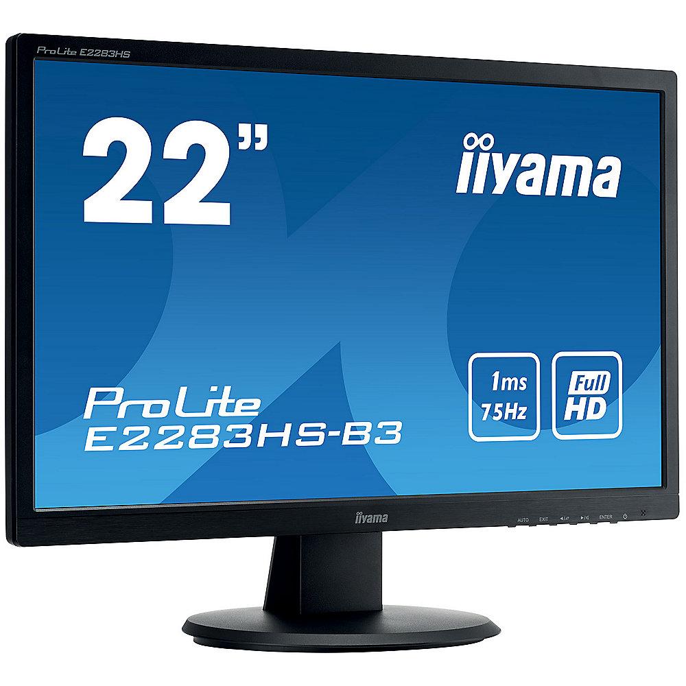 iiyama ProLite E2283HS-B3 54,6cm (21,5") 16:9 FullHD VGA/DP/HDMI 1ms 80Mio:1 LS