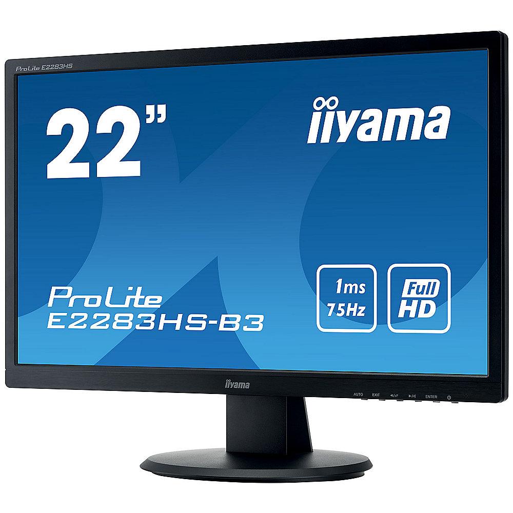 iiyama ProLite E2283HS-B3 54,6cm (21,5") 16:9 FullHD VGA/DP/HDMI 1ms 80Mio:1 LS