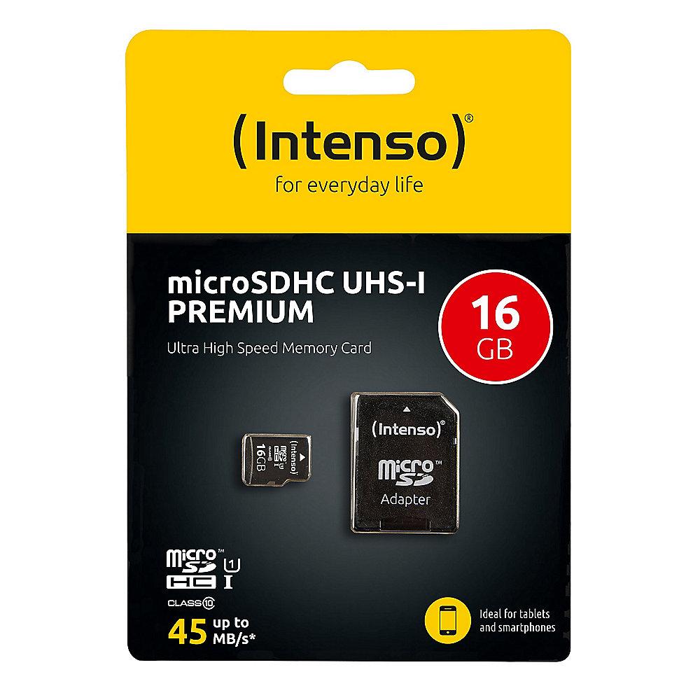 Intenso 16 GB microSDHC Speicherkarte (45 MB/s, Class 10, UHS-I), Intenso, 16, GB, microSDHC, Speicherkarte, 45, MB/s, Class, 10, UHS-I,