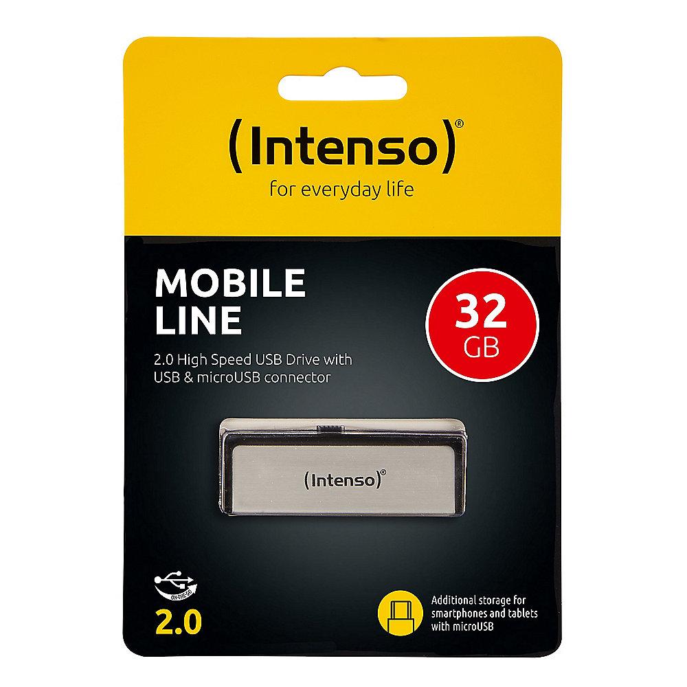 Intenso 32GB Mobile Line USB 2.0 Stick USB & MicroUSB, Intenso, 32GB, Mobile, Line, USB, 2.0, Stick, USB, &, MicroUSB