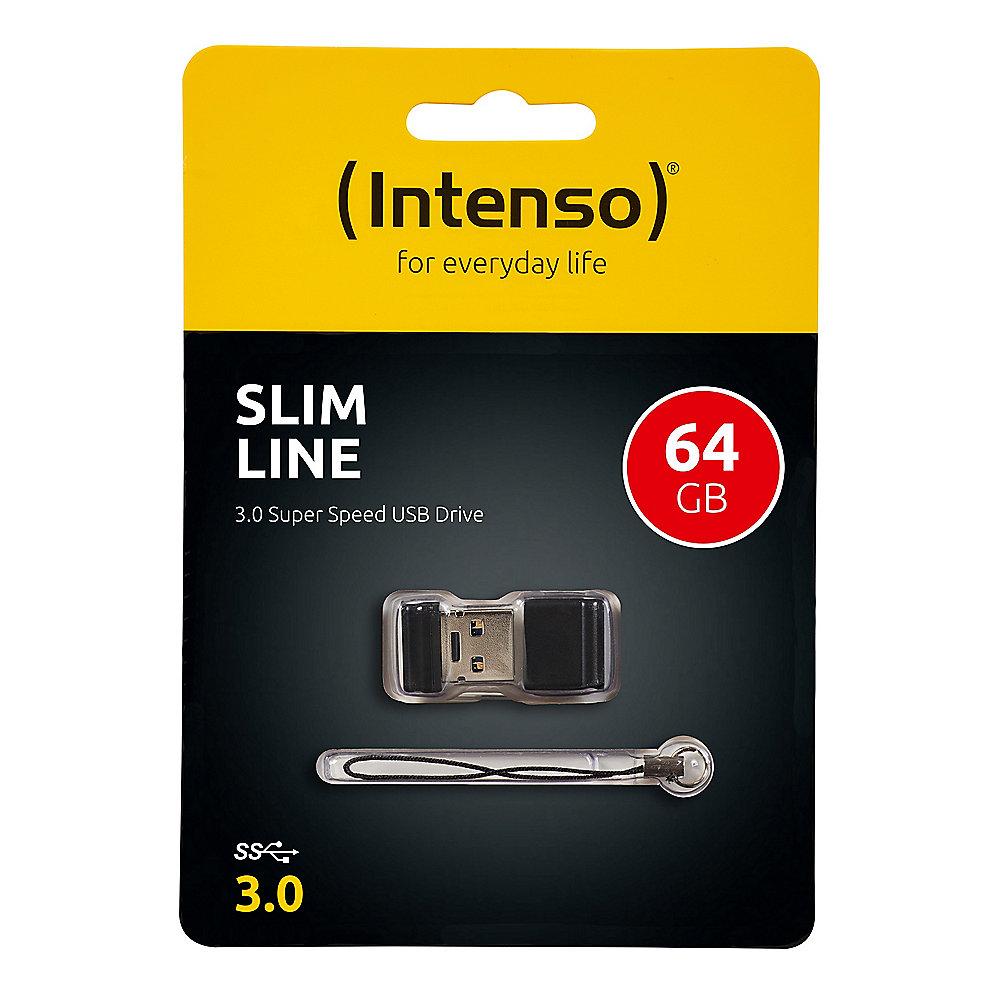 Intenso 64GB Slim Line USB 3.0 Stick schwarz, Intenso, 64GB, Slim, Line, USB, 3.0, Stick, schwarz