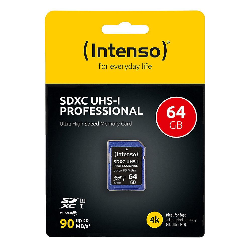 Intenso Professional 64 GB SDXC Speicherkarte (90 MB/s, Class 10, UHS-I)