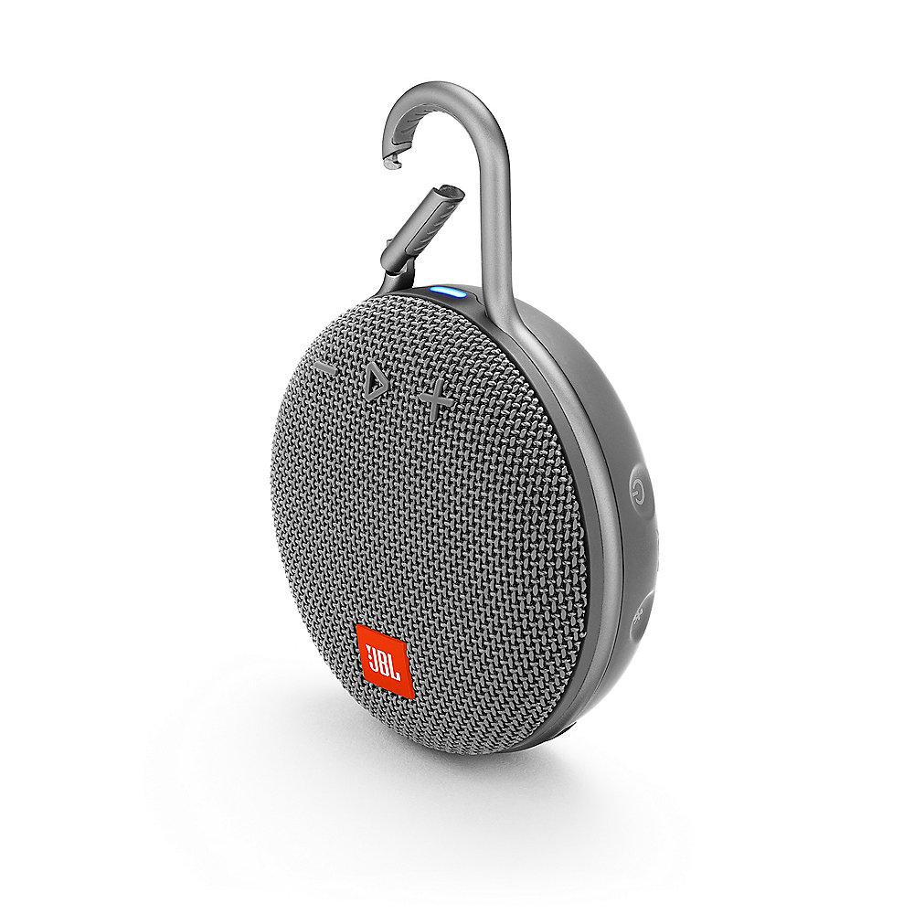 JBL Clip 3 Gray Tragbarer Bluetooth-Lautsprecher Grau wasserdicht nach IPX7