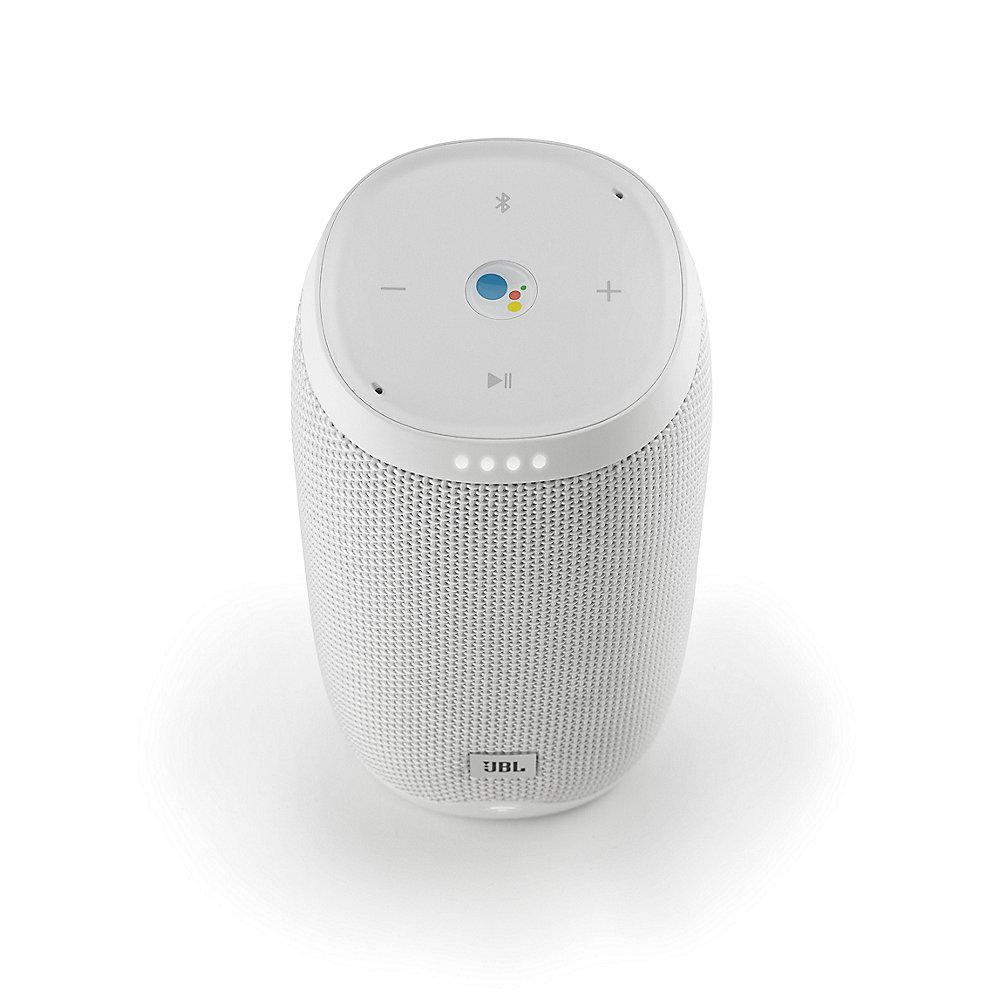 JBL Link 10 weiß Google Sprachsteuerung, Lautsprecher mit WLAN, Bluetooth, Akku