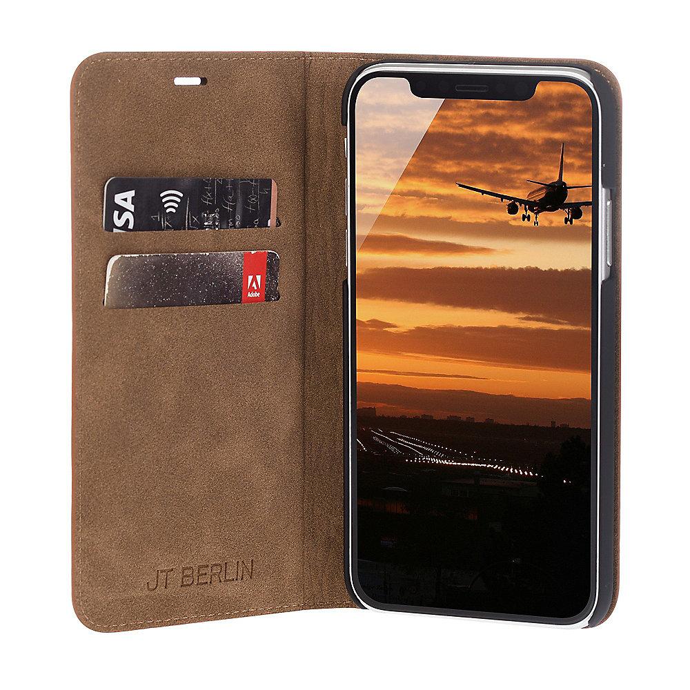 JT Berlin BookCase Tegel für Apple iPhone Xs Max  Leder cognac