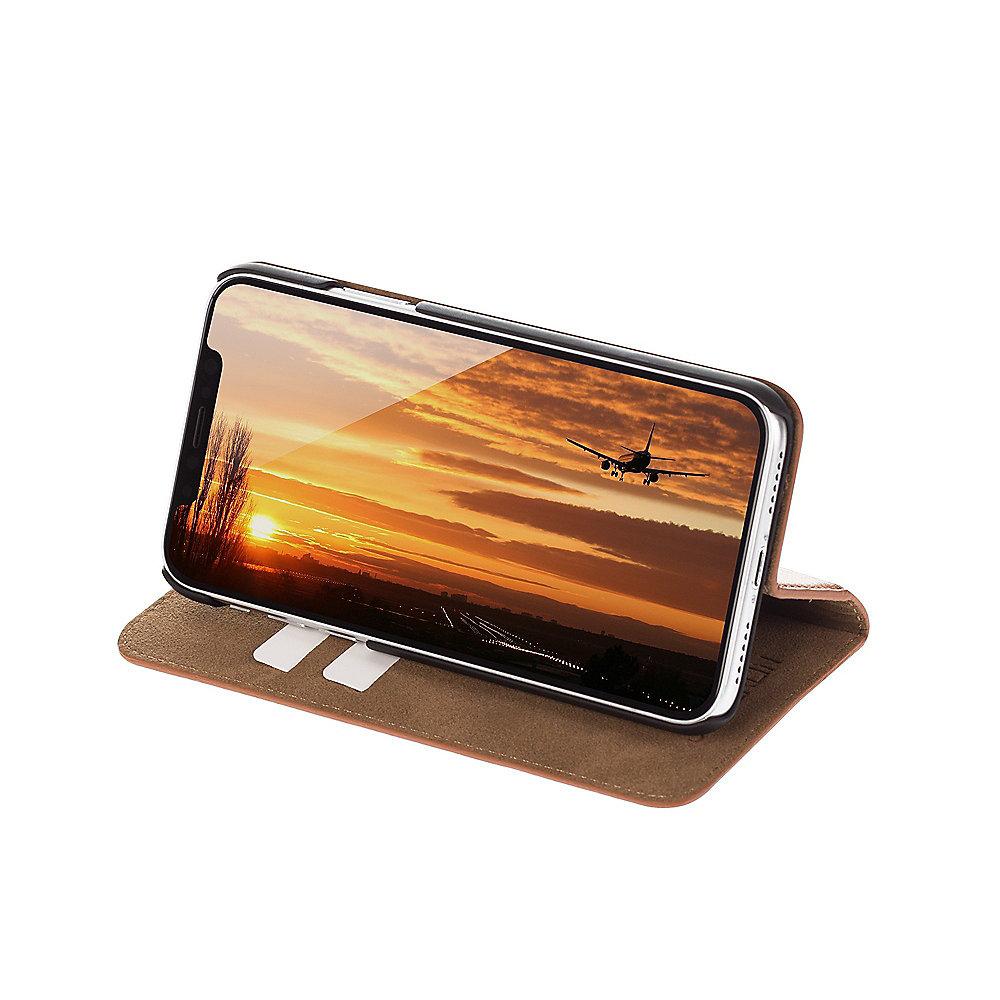 JT Berlin BookCase Tegel für Apple iPhone Xs Max  Leder cognac