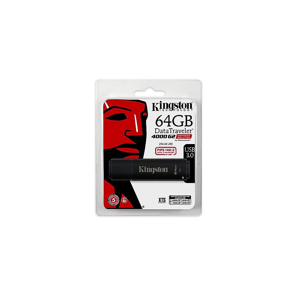 Kingston 64GB DataTraveler 4000G2 Data Secure Stick mit Management USB3.0, Kingston, 64GB, DataTraveler, 4000G2, Data, Secure, Stick, Management, USB3.0