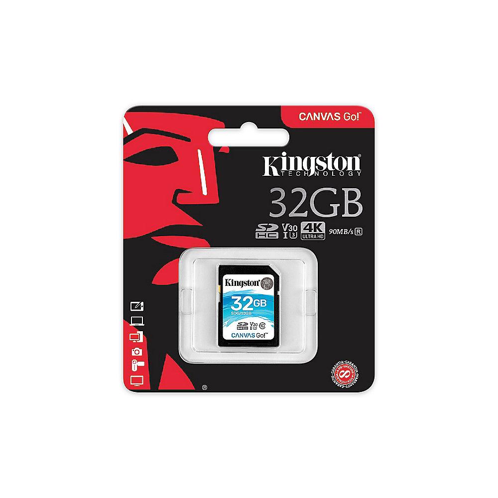 Kingston Canvas Go! 32 GB SDXC Speicherkarte (45 MB/s, Class 10, V30, UHS-I), Kingston, Canvas, Go!, 32, GB, SDXC, Speicherkarte, 45, MB/s, Class, 10, V30, UHS-I,