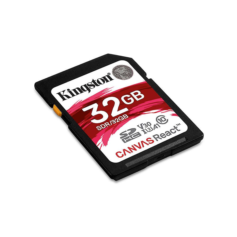 Kingston Canvas React 32 GB SDHC Speicherkarte (80 MB/s, Class 10, V30, A1), Kingston, Canvas, React, 32, GB, SDHC, Speicherkarte, 80, MB/s, Class, 10, V30, A1,