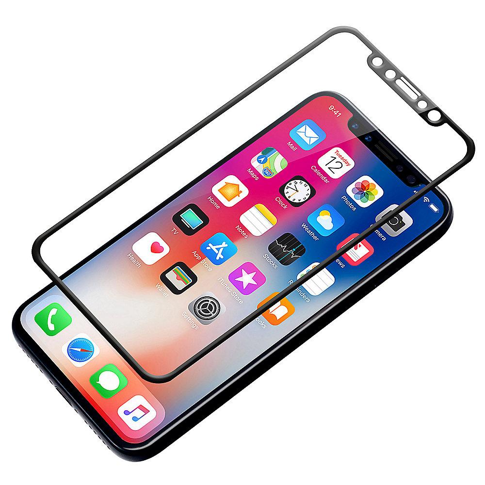 KMP Hartglas Premium Displayschutz für iPhone X, frame black