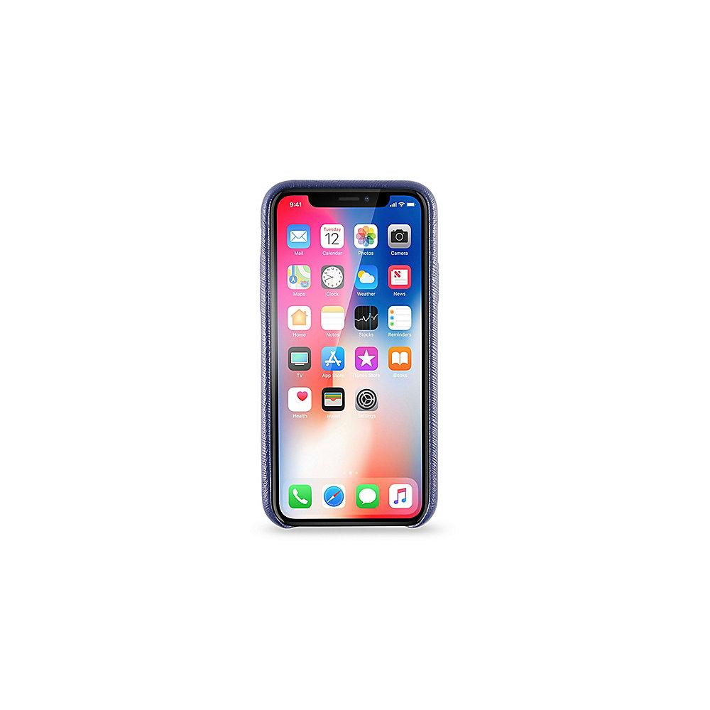 KMP Leder Case für iPhone X, blau, KMP, Leder, Case, iPhone, X, blau