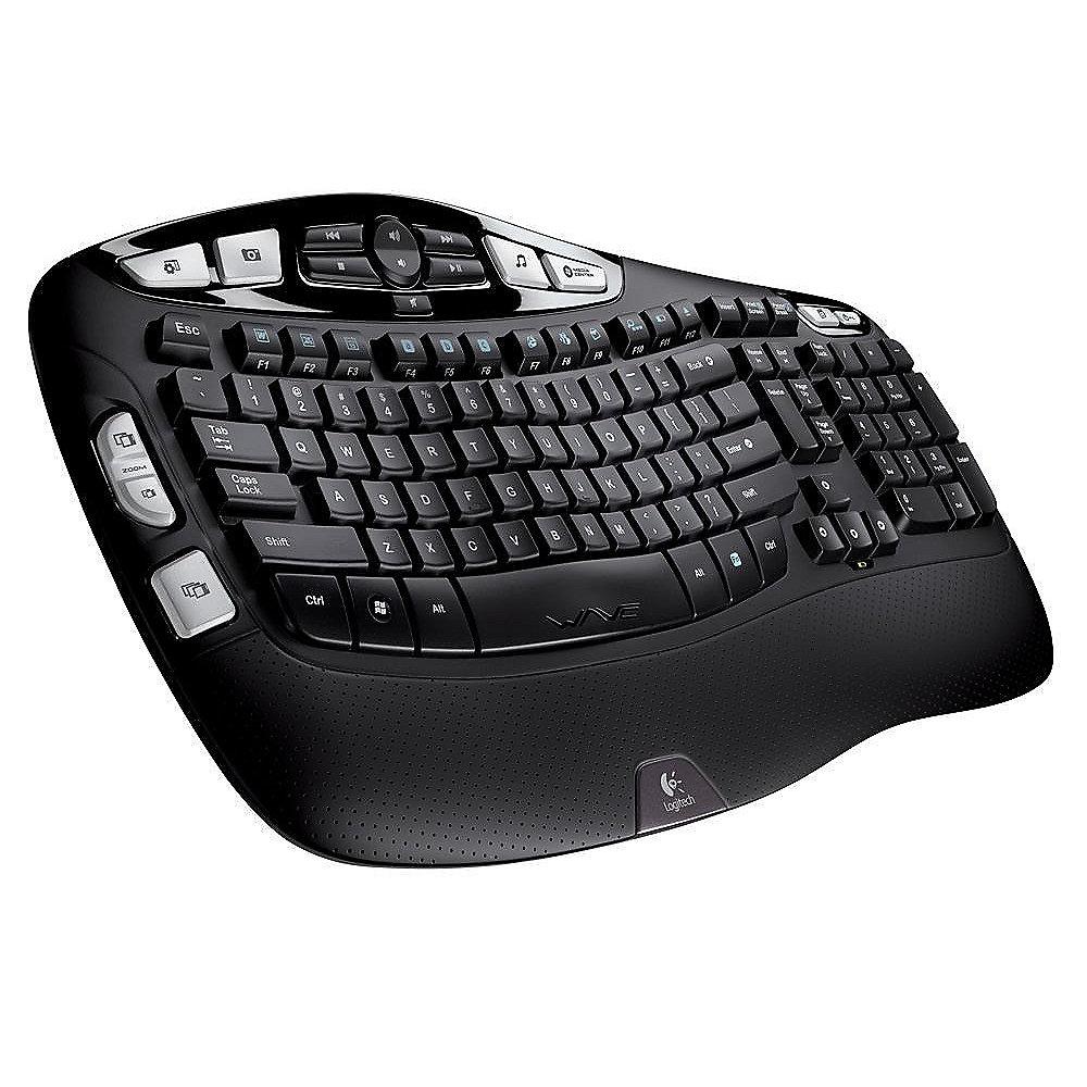 Logitech K350 Kabellose Ergonomische Tastatur USB Bulk Schwarz 920-004484