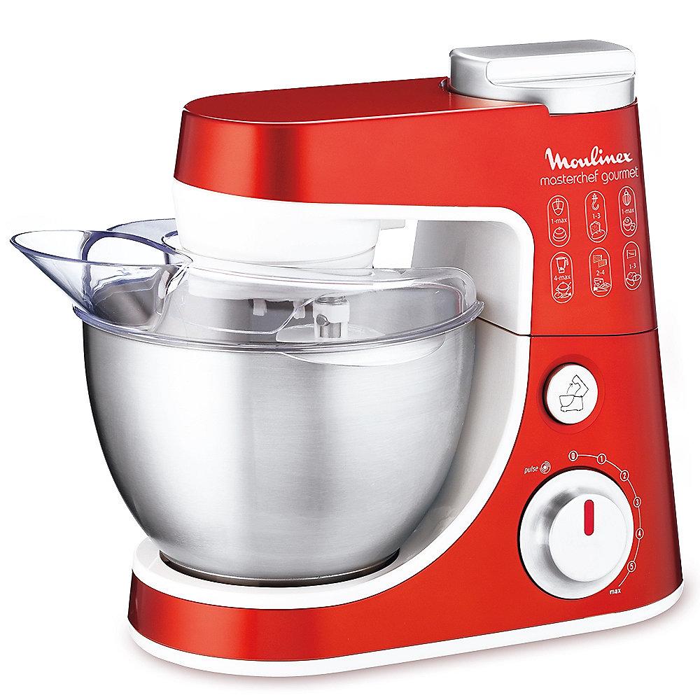 Moulinex QA404G Küchenmaschine Masterchef Gourmet Plus Metallic-Rot/Weiß