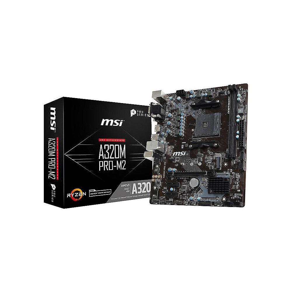 MSI A320M Pro-M Plus mATX Mainboard Sockel AM4 GL/SATA600/M.2/VGA/DVI/HDMI, MSI, A320M, Pro-M, Plus, mATX, Mainboard, Sockel, AM4, GL/SATA600/M.2/VGA/DVI/HDMI