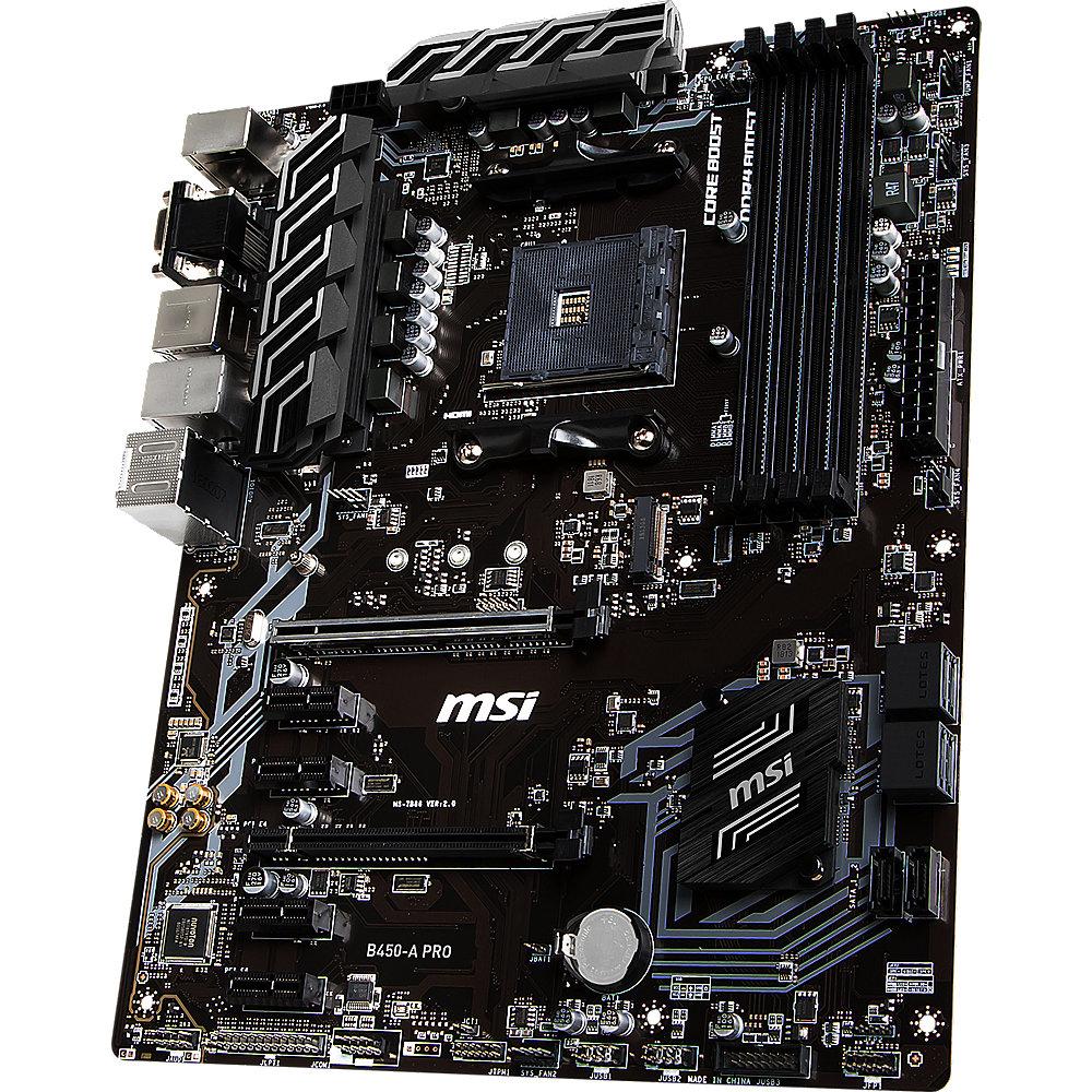 MSI B450-A Pro ATX Mainboard Sockel AM4 M.2/VGA/DVI/HDMI/USB3.1, MSI, B450-A, Pro, ATX, Mainboard, Sockel, AM4, M.2/VGA/DVI/HDMI/USB3.1