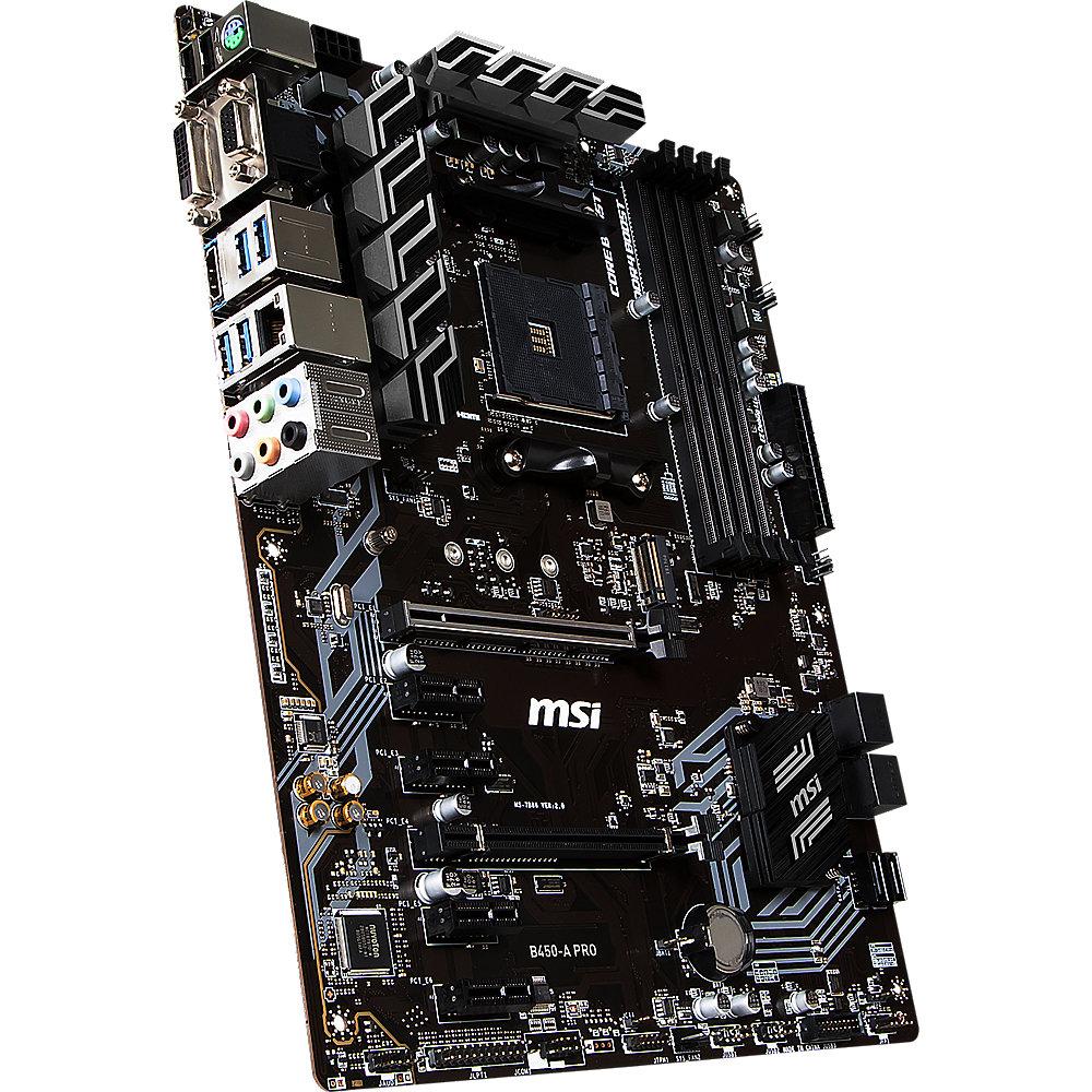 MSI B450-A Pro ATX Mainboard Sockel AM4 M.2/VGA/DVI/HDMI/USB3.1, MSI, B450-A, Pro, ATX, Mainboard, Sockel, AM4, M.2/VGA/DVI/HDMI/USB3.1