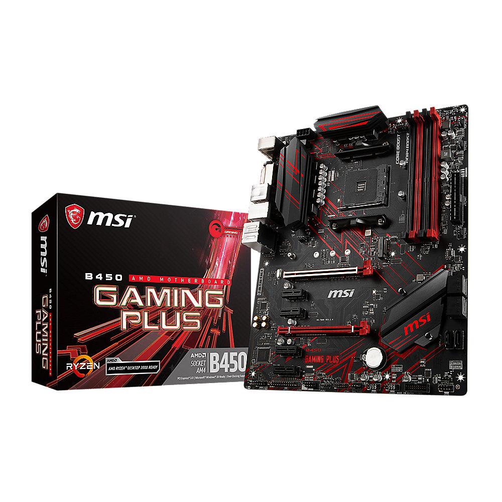 MSI B450 Gaming Plus ATX Mainboard Sockel AM4 M.2/DVI/HDMI/USB3.1