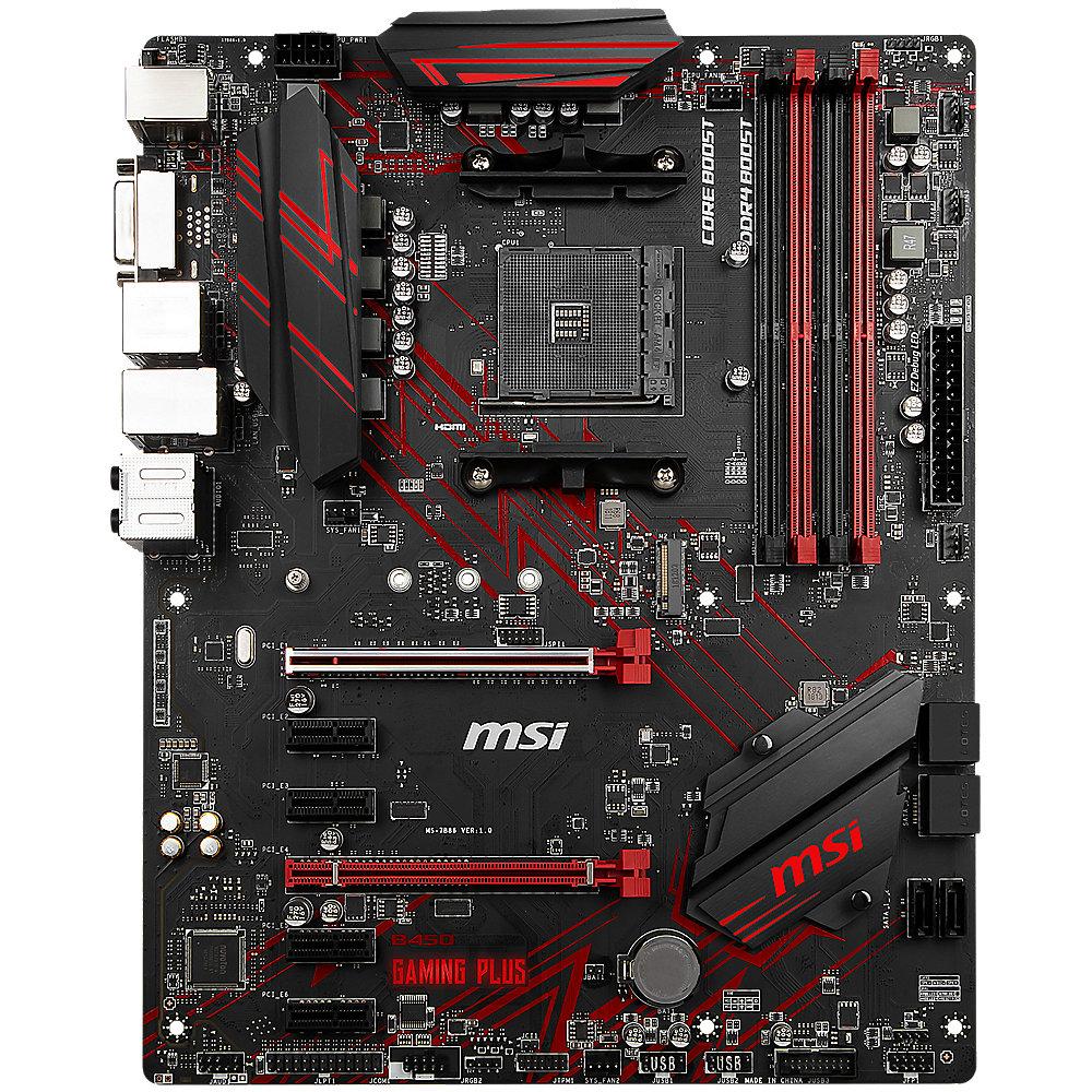 MSI B450 Gaming Plus ATX Mainboard Sockel AM4 M.2/DVI/HDMI/USB3.1