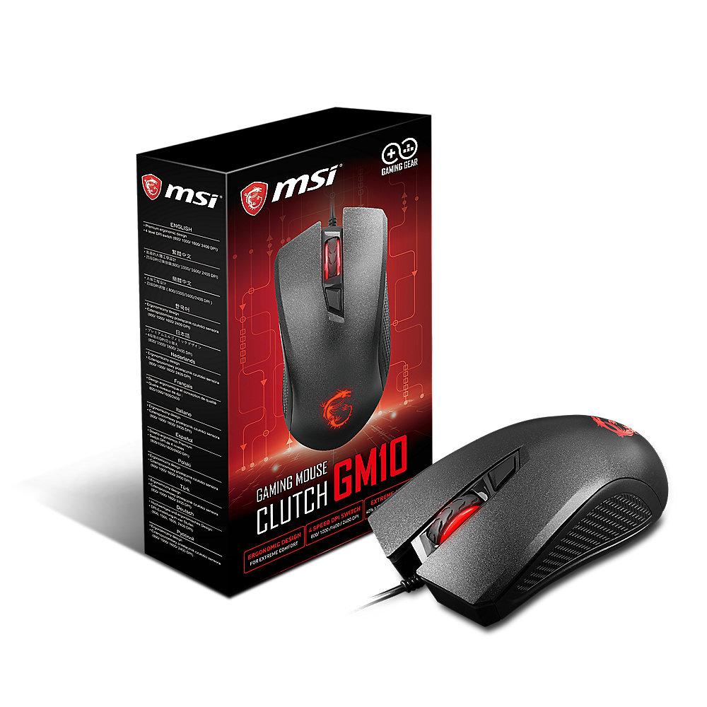 MSI Clutch GM10 Gaming Mause schwarz, USB, MSI, Clutch, GM10, Gaming, Mause, schwarz, USB