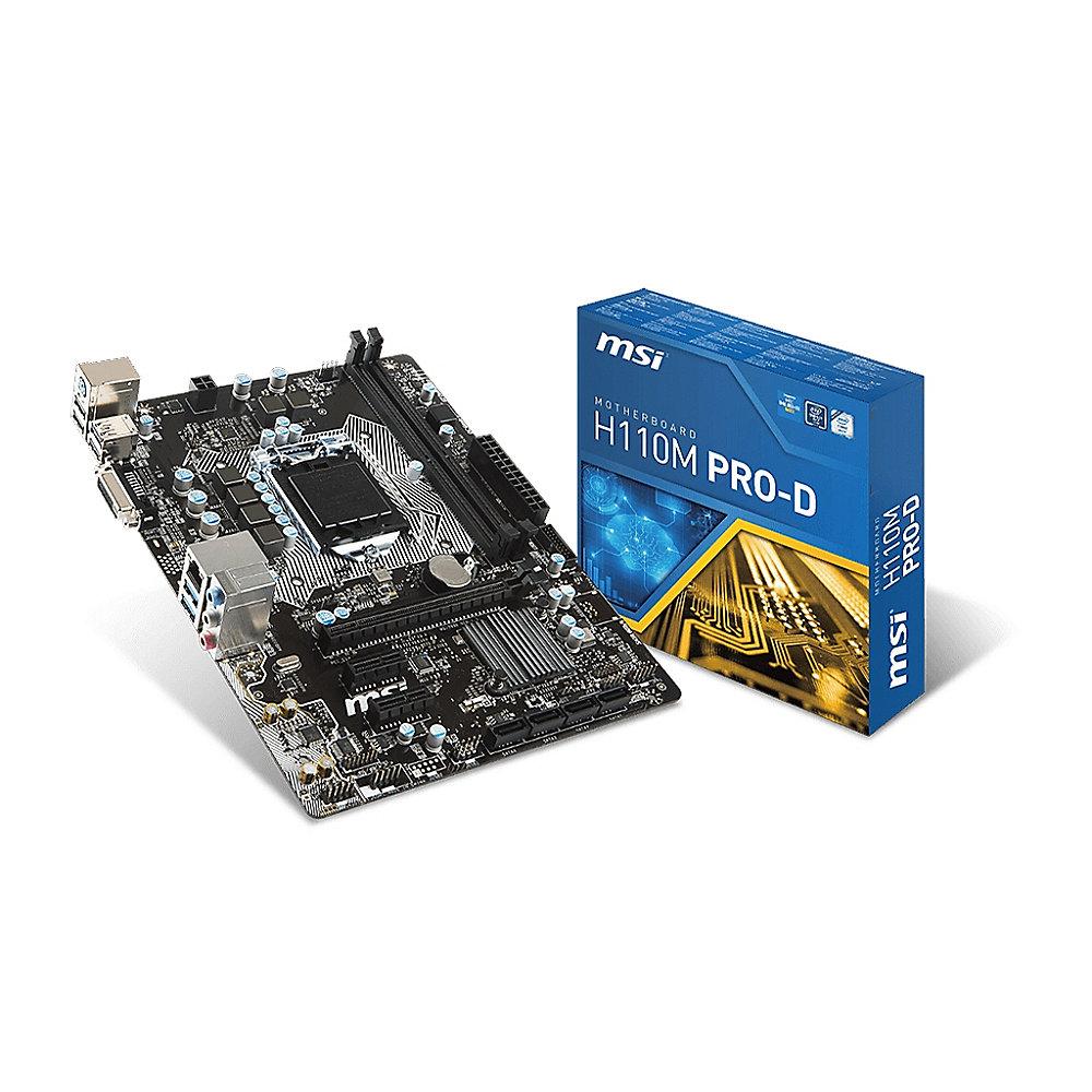 MSI H110M Pro-D USB3.1/DVI mATX Mainboard Sockel 1151, MSI, H110M, Pro-D, USB3.1/DVI, mATX, Mainboard, Sockel, 1151