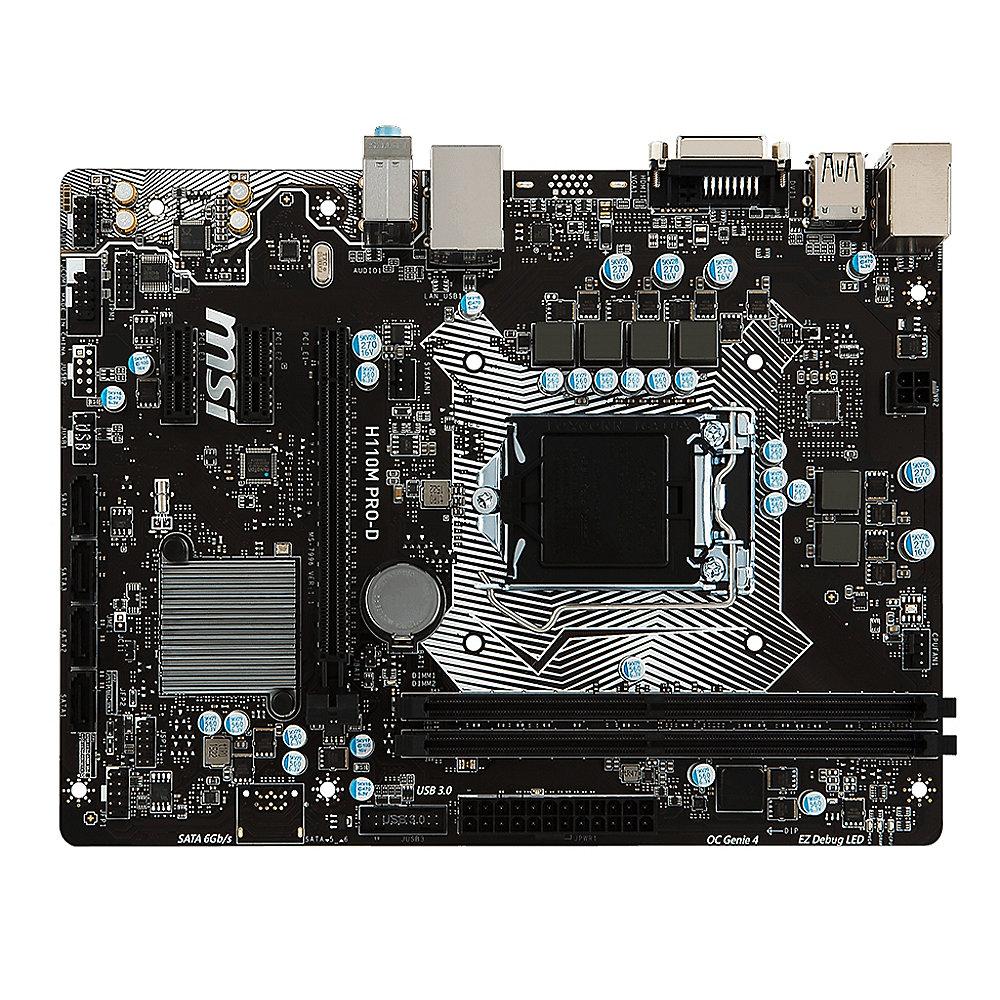 MSI H110M Pro-D USB3.1/DVI mATX Mainboard Sockel 1151, MSI, H110M, Pro-D, USB3.1/DVI, mATX, Mainboard, Sockel, 1151