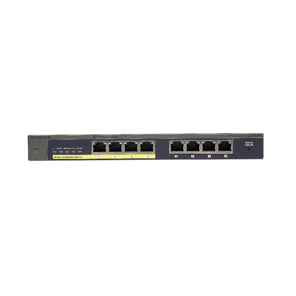 Netgear GS108PE ProSafe Plus 8-Port Gigabit Ethernet Switch / 4-PoE Ports/IGMP