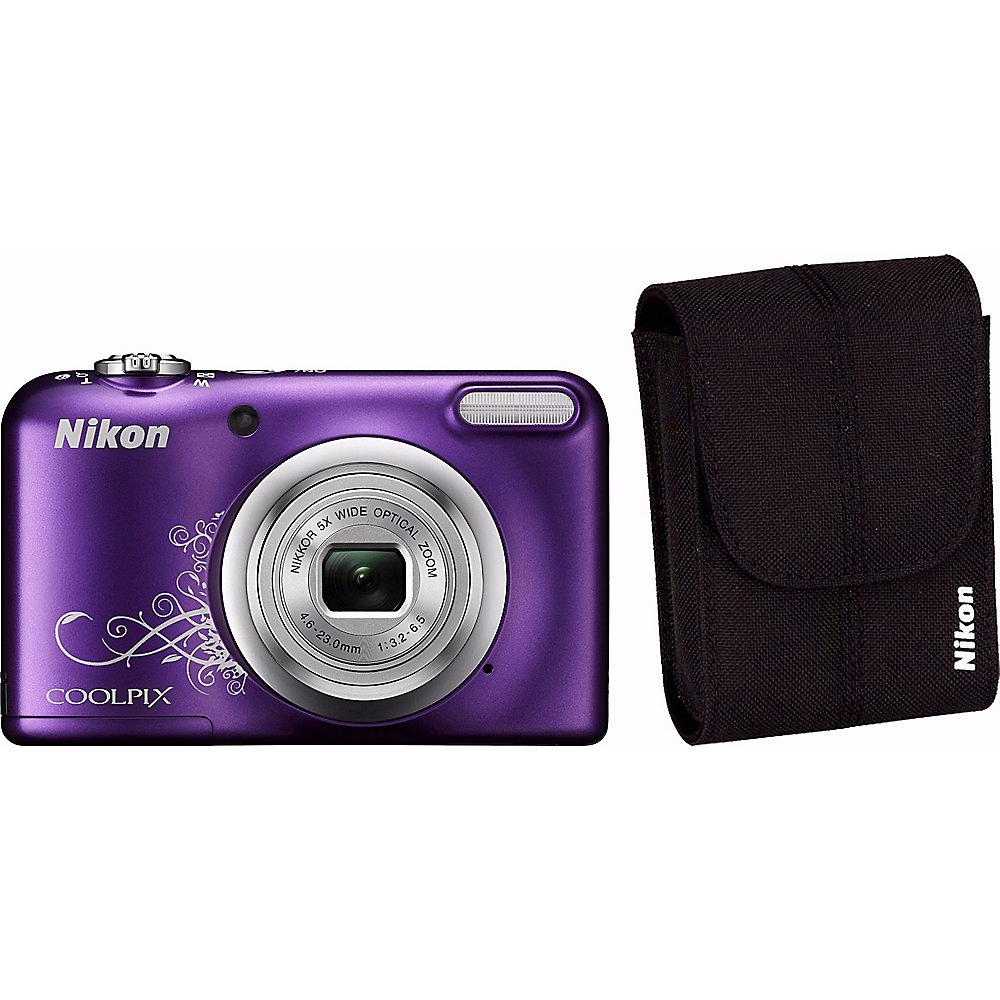 Nikon COOLPIX A10 Digitalkamera Kit violett lineart   Tasche