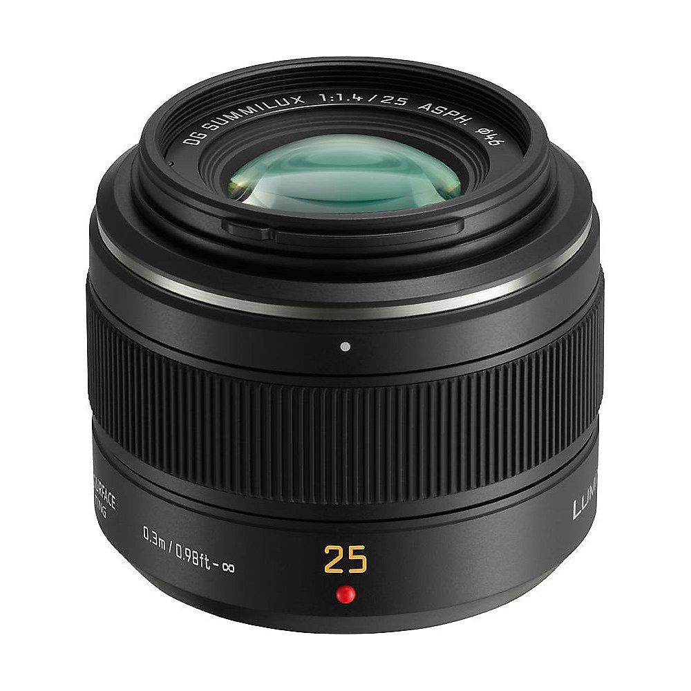 Panasonic Leica DG 25mm F/1,4 Summilux Weitwinkel Objektiv für Lumix G (H-X025E, Panasonic, Leica, DG, 25mm, F/1,4, Summilux, Weitwinkel, Objektiv, Lumix, G, H-X025E