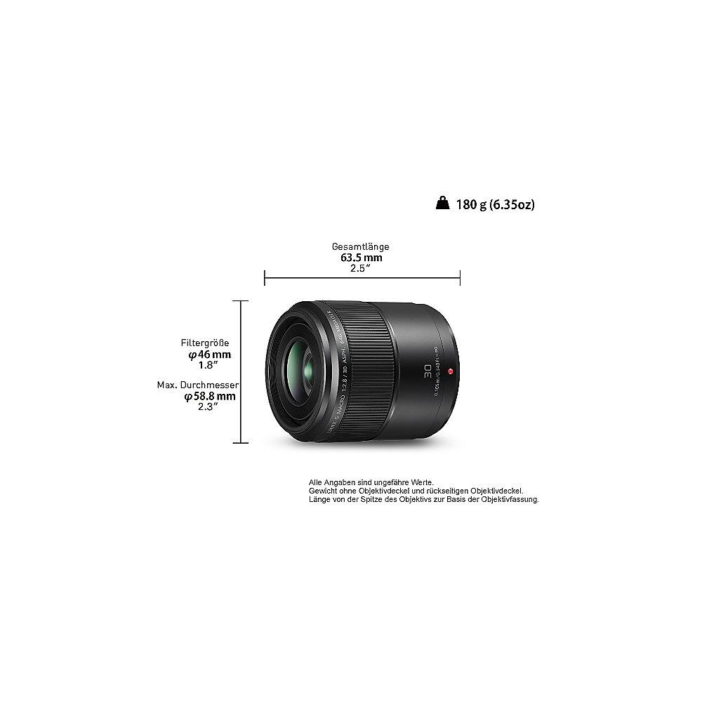 Panasonic Lumix G 30mm f/2.8 OIS Makro Objektiv schwarz (H-HS030), Panasonic, Lumix, G, 30mm, f/2.8, OIS, Makro, Objektiv, schwarz, H-HS030,
