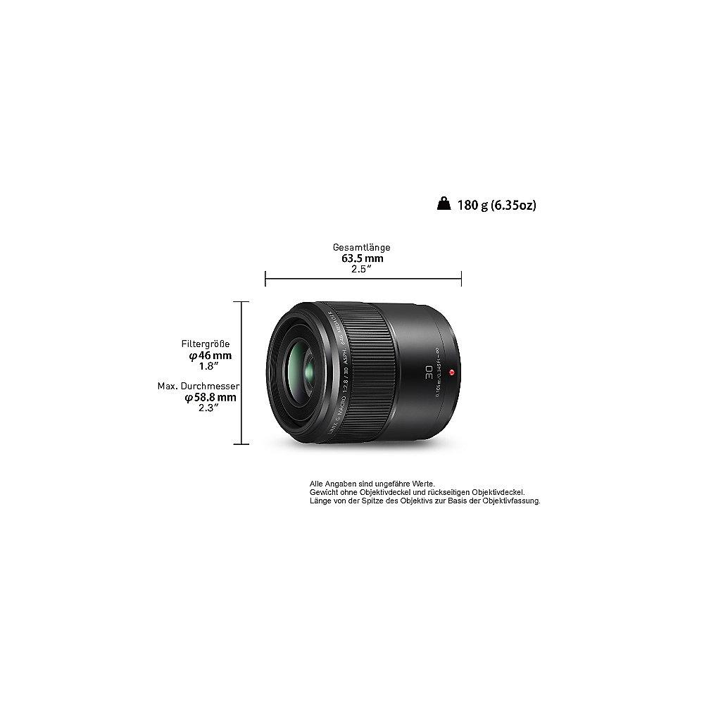 Panasonic Lumix G 30mm f/2.8 OIS Makro Objektiv schwarz (H-HS030)