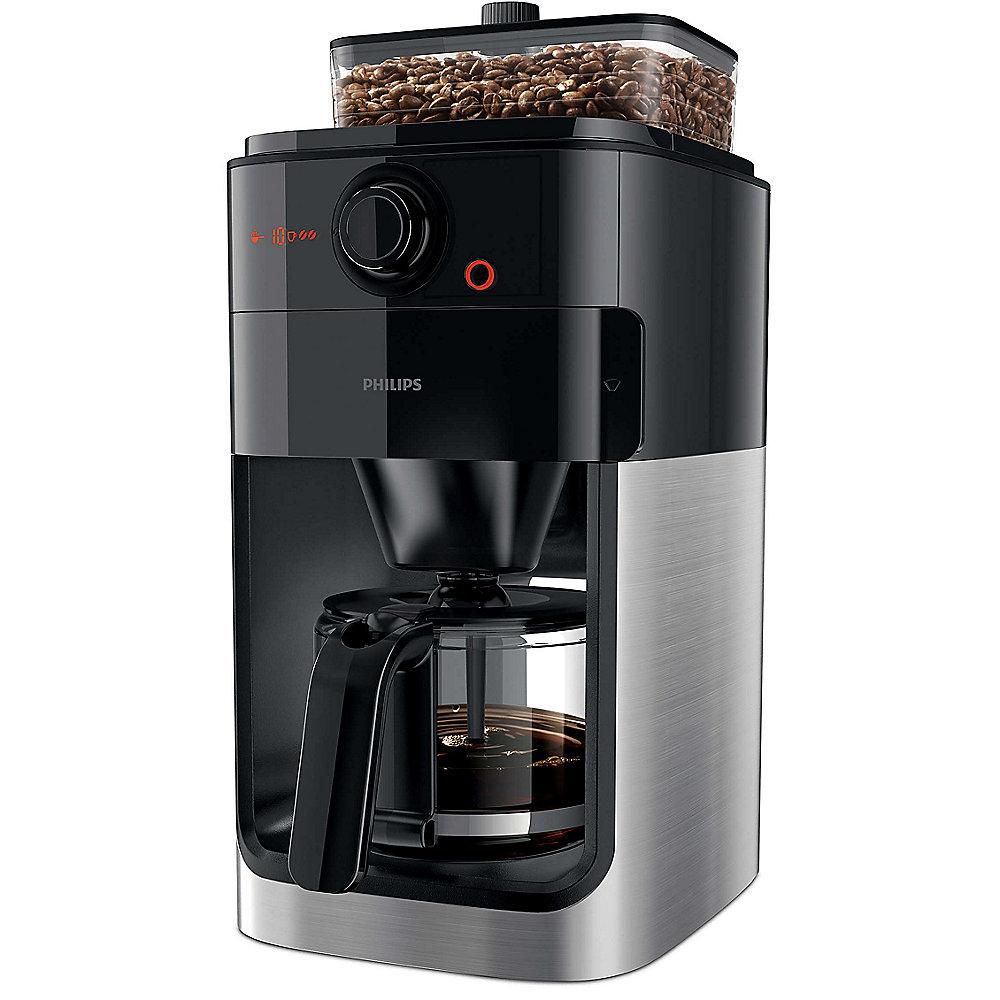 Philips HD7765/00 Grind & Brew Kaffeemaschine mit Mahlwerk Edelstahl Schwarz