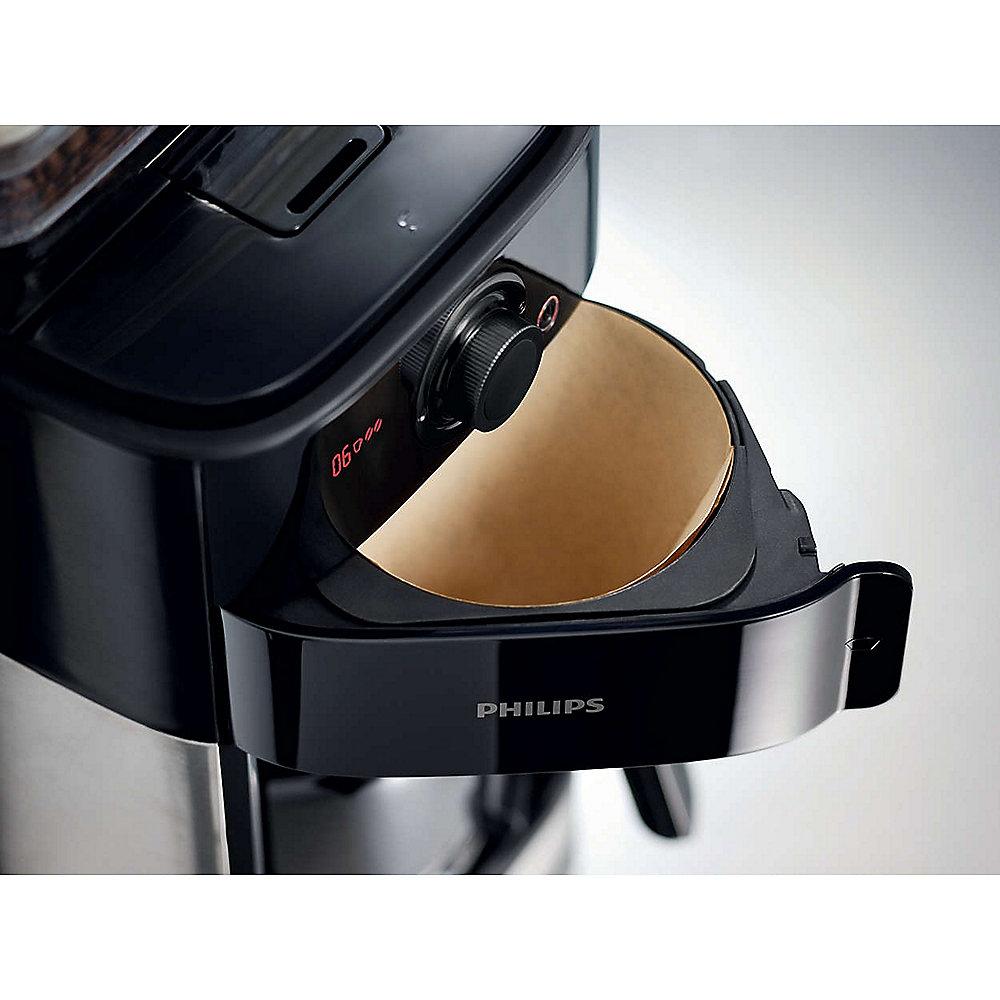 Philips HD7765/00 Grind & Brew Kaffeemaschine mit Mahlwerk Edelstahl Schwarz