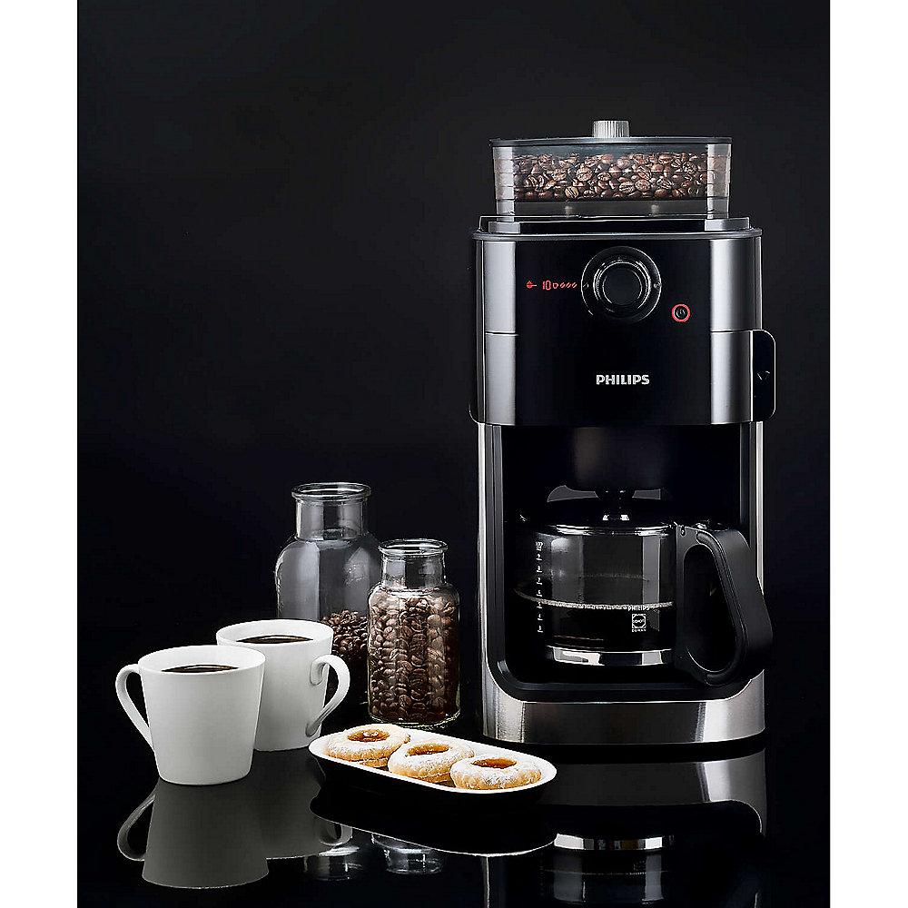 Philips HD7765/00 Grind & Brew Kaffeemaschine mit Mahlwerk Edelstahl Schwarz