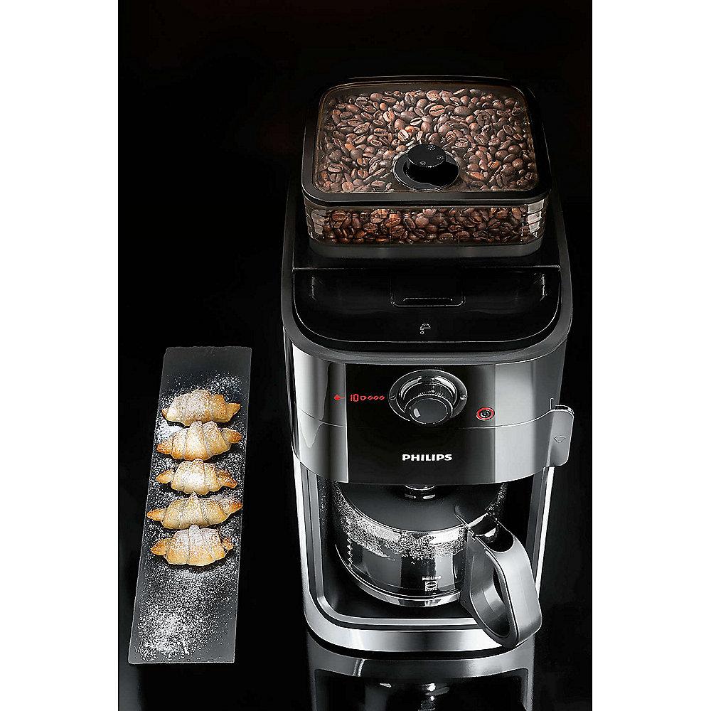 Philips HD7765/00 Grind & Brew Kaffeemaschine mit Mahlwerk Edelstahl Schwarz