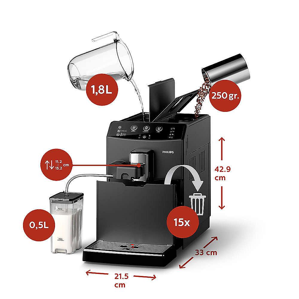 Philips HD8829/01 Kaffeevollautomat, 3000 Serie Easy Cappuccino, Schwarz, Philips, HD8829/01, Kaffeevollautomat, 3000, Serie, Easy, Cappuccino, Schwarz