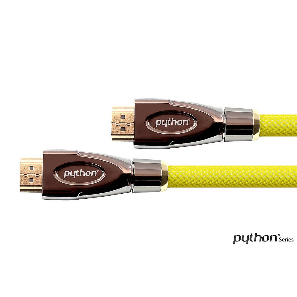 PYTHON HDMI 2.0 Kabel 0,5m Ethernet 4K*2K UHD vergoldet OFC gelb, PYTHON, HDMI, 2.0, Kabel, 0,5m, Ethernet, 4K*2K, UHD, vergoldet, OFC, gelb