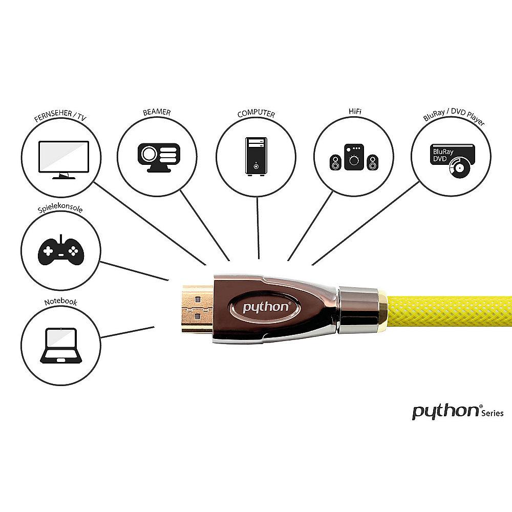 PYTHON HDMI 2.0 Kabel 1m Ethernet 4K*2K UHD vergoldet OFC gelb