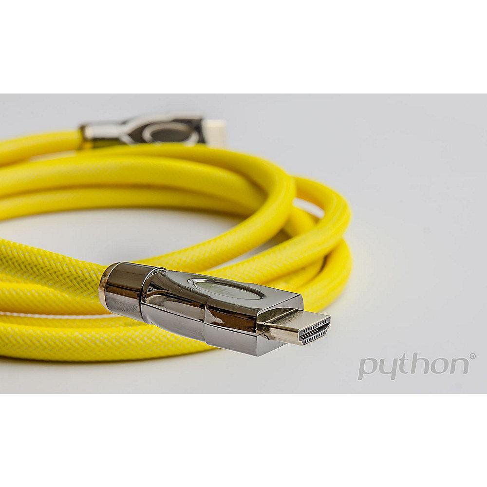 PYTHON HDMI 2.0 Kabel 2m Ethernet 4K*2K UHD vergoldet OFC 1x gewinkelt gelb, PYTHON, HDMI, 2.0, Kabel, 2m, Ethernet, 4K*2K, UHD, vergoldet, OFC, 1x, gewinkelt, gelb