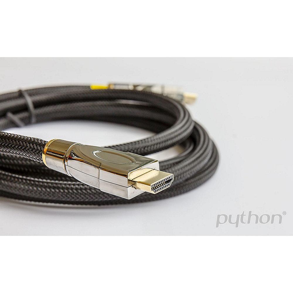 PYTHON HDMI 2.0 Kabel 2m Ethernet 4K*2K UHD vergoldet OFC 1x gewinkelt schwarz, PYTHON, HDMI, 2.0, Kabel, 2m, Ethernet, 4K*2K, UHD, vergoldet, OFC, 1x, gewinkelt, schwarz
