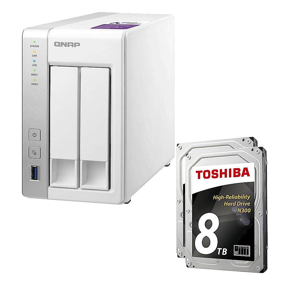 QNAP TS-231P NAS System 2-Bay 16TB inkl. 2x 8TB Toshiba HDWN180UZSVA