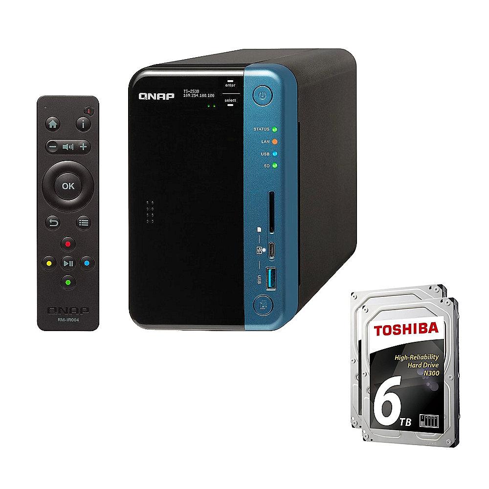 QNAP TS-253B-4G NAS System 2-Bay 12TB inkl. 2x 6TB Toshiba HDWN160UZSVA, QNAP, TS-253B-4G, NAS, System, 2-Bay, 12TB, inkl., 2x, 6TB, Toshiba, HDWN160UZSVA