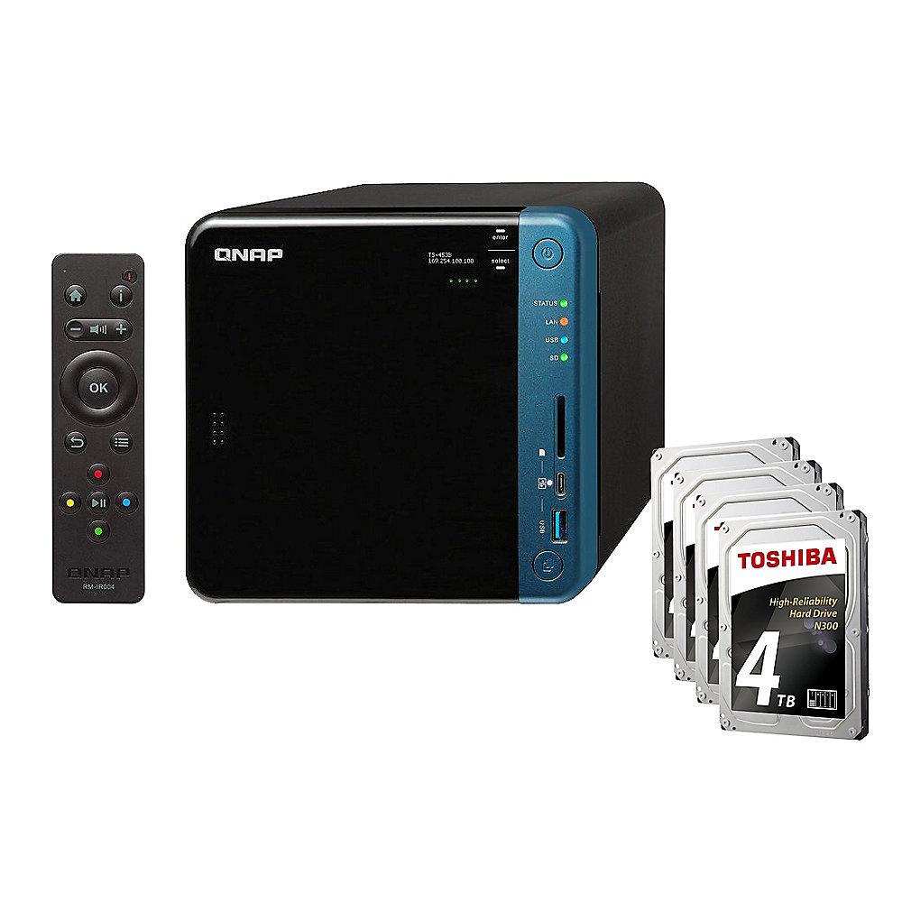 QNAP TS-453B-8G NAS System 4-Bay 16TB inkl. 4x 4TB Toshiba HDWQ140UZSVA, QNAP, TS-453B-8G, NAS, System, 4-Bay, 16TB, inkl., 4x, 4TB, Toshiba, HDWQ140UZSVA