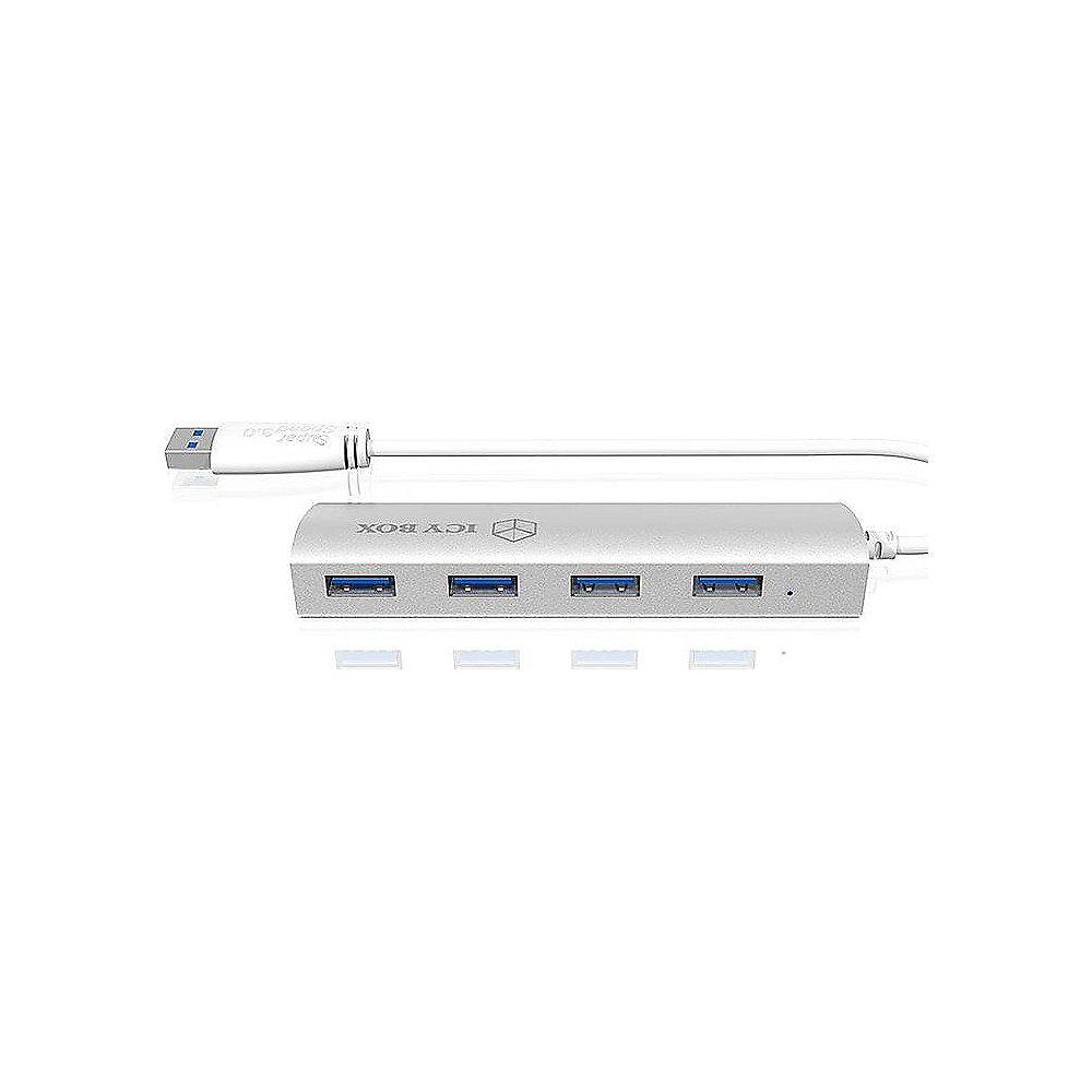 RaidSonic Icy Box IB-AC6401 4-Port USB 3.0 Hub silber, RaidSonic, Icy, Box, IB-AC6401, 4-Port, USB, 3.0, Hub, silber