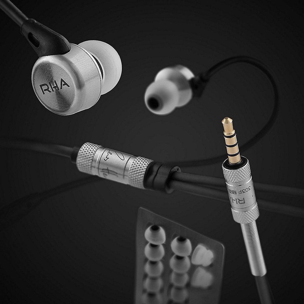 RHA MA750i In-Ear-Kopfhörer mit Fernbedienung Mikrofon Hi-Res - Schwarz/Silber, RHA, MA750i, In-Ear-Kopfhörer, Fernbedienung, Mikrofon, Hi-Res, Schwarz/Silber