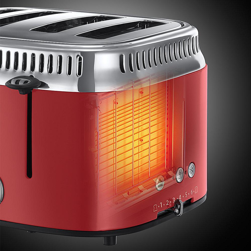 Russell Hobbs 21690-56 Retro Ribbon Red 4-Schlitz-Toaster, Russell, Hobbs, 21690-56, Retro, Ribbon, Red, 4-Schlitz-Toaster