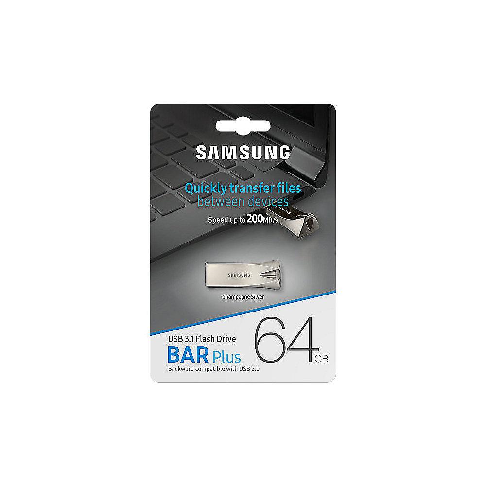 Samsung BAR Plus 64GB Flash Drive 3.1 USB Stick Metallgehäuse silber