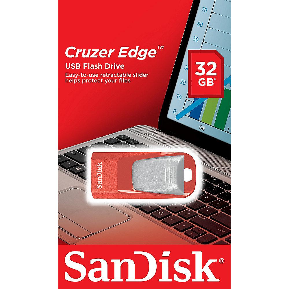 SanDisk 32GB Cruzer Edge USB 2.0 Stick rot, SanDisk, 32GB, Cruzer, Edge, USB, 2.0, Stick, rot